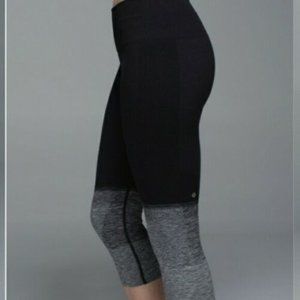 LULULEMON Seamless Crop Tight 16" size 4 black gray ombre